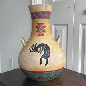 Vintage Kokopelli Ceramic Clay Pot vase